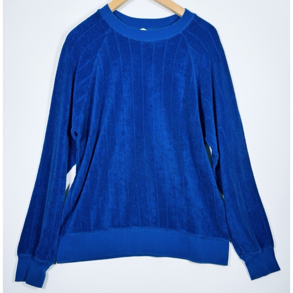 La Paz Terry Cloth Sweatshirt Men Large Cobalt Blue Cotton Pullover Portugal